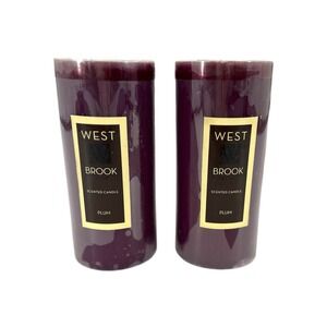 Westbrook Pillar Candles Purple Plum Scented Set Of 2 By Bed Bath Beyond NEW